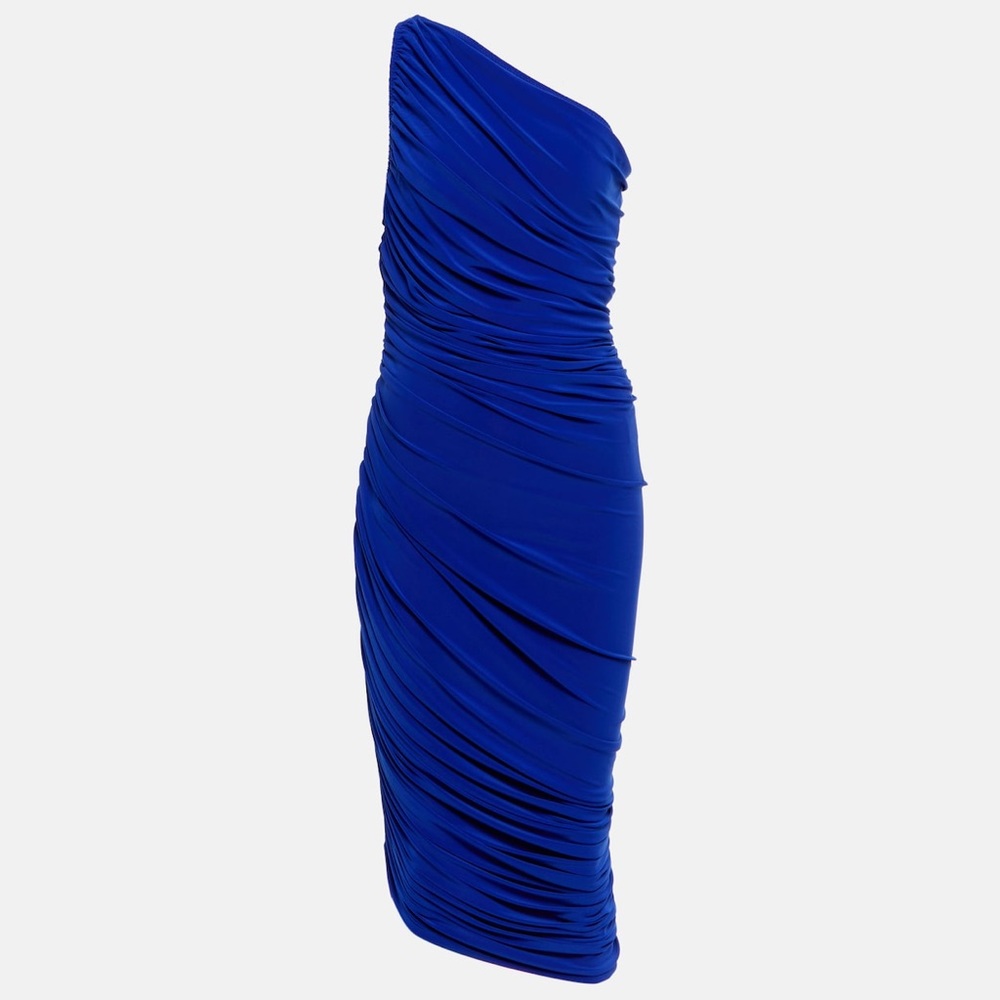 DIANA RUCHED ONE-SHOULDER MIDI-DRESS Size Medium